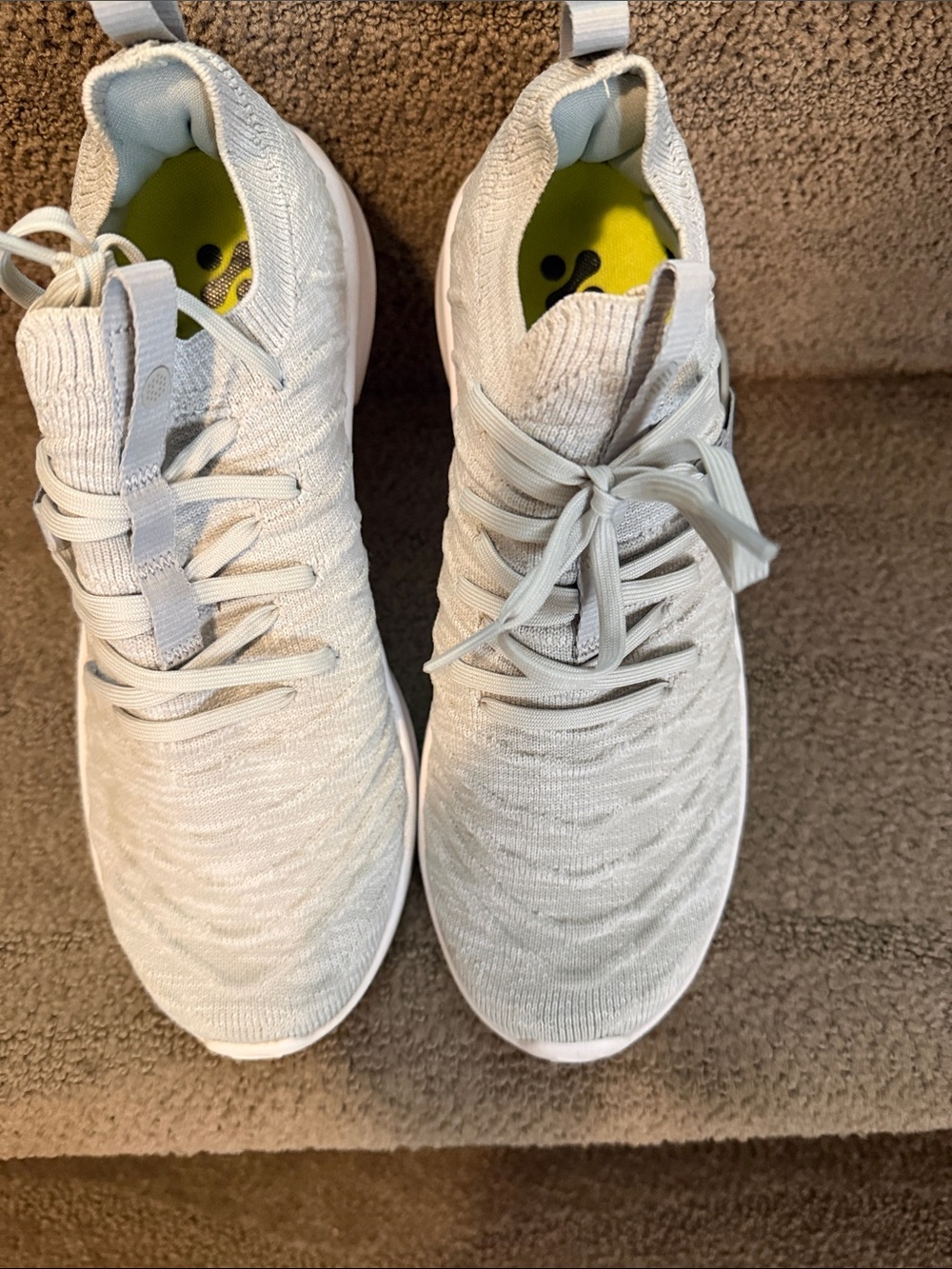 Puma Women's Light Gray Knit Slip-On Sneakers with Lime Insoles